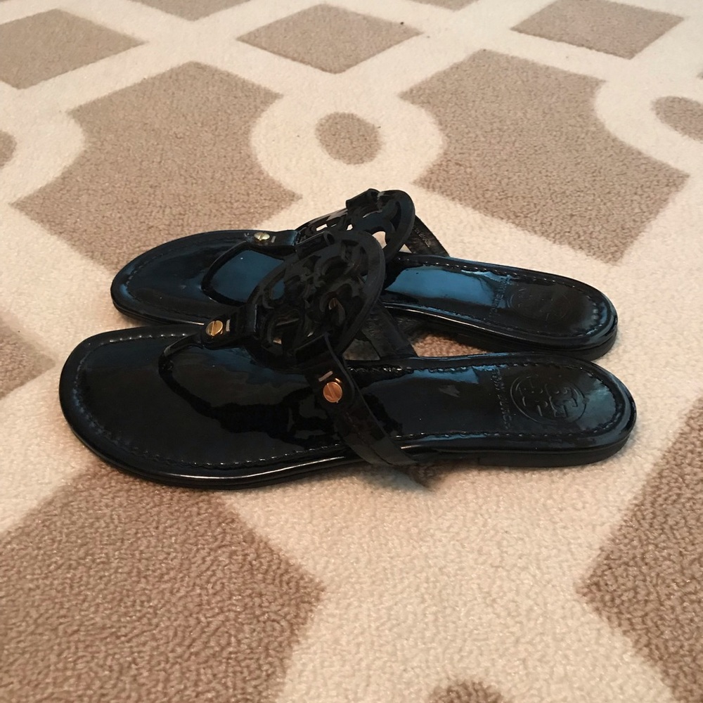 Tory Burch Black Patent Miller Sandals